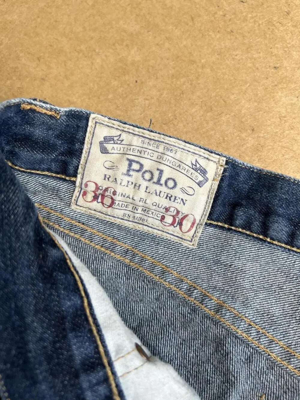 Polo Ralph Lauren Pants Mens 36 Blue Denim Straight Chino 5-Pocket Logo